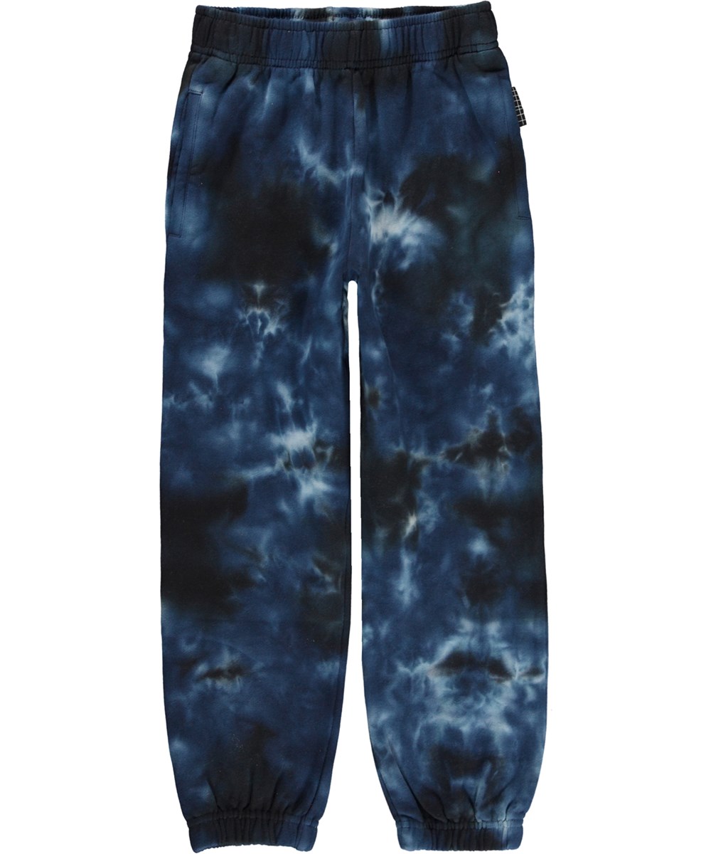 Adan - Black Blue Dye - Økologiske unisex sweatpants med tie-dye