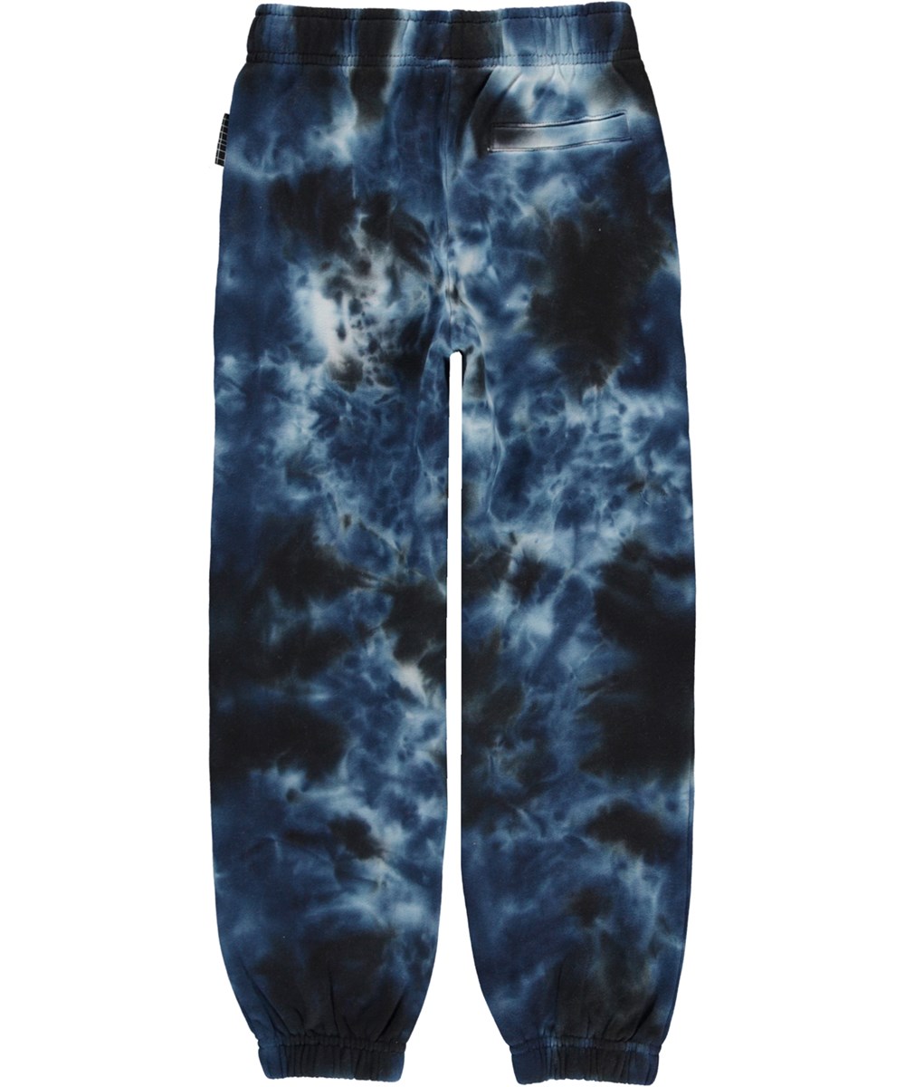 Adan - Black Blue Dye - Økologiske unisex sweatpants med tie-dye