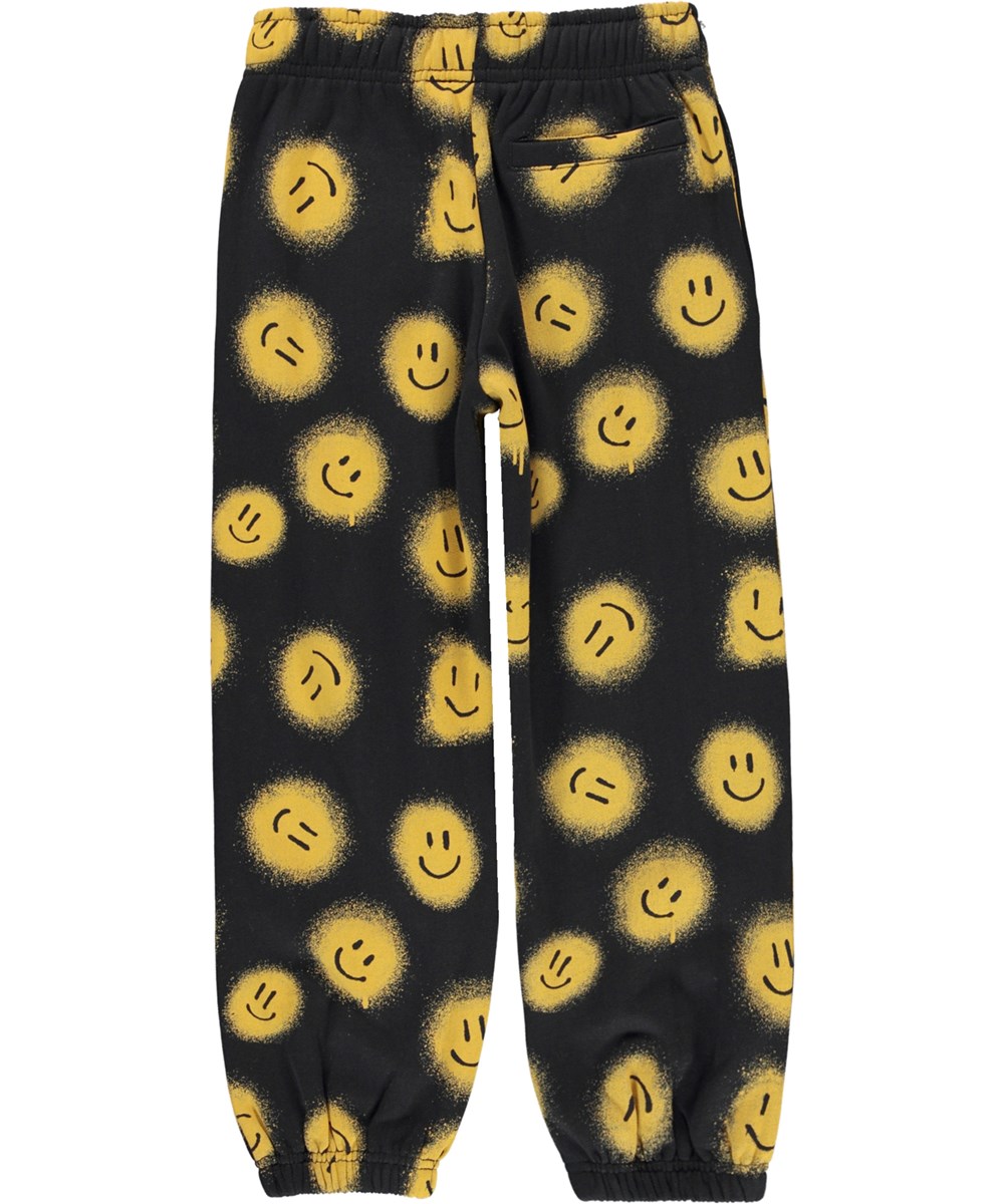 Adan - Smiles - Økologiske sorte unisex sweatpants smiley