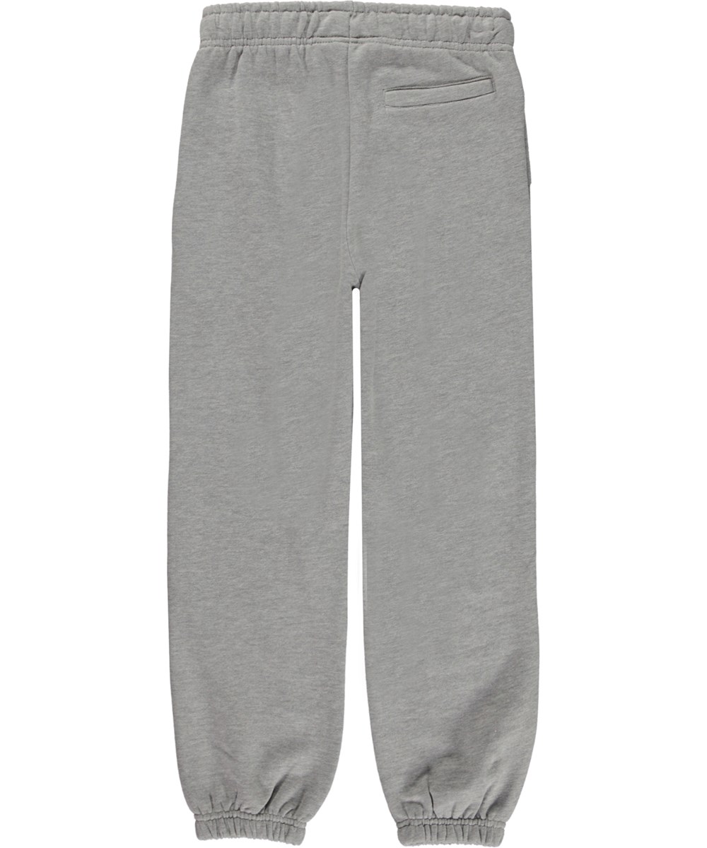 Adan - Grey Melange - Grå økologiske joggingbukser med peace print