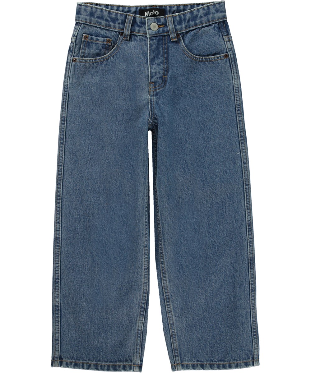 Aiden - Stone Denim - Ekstra brede unisex jeans i blå