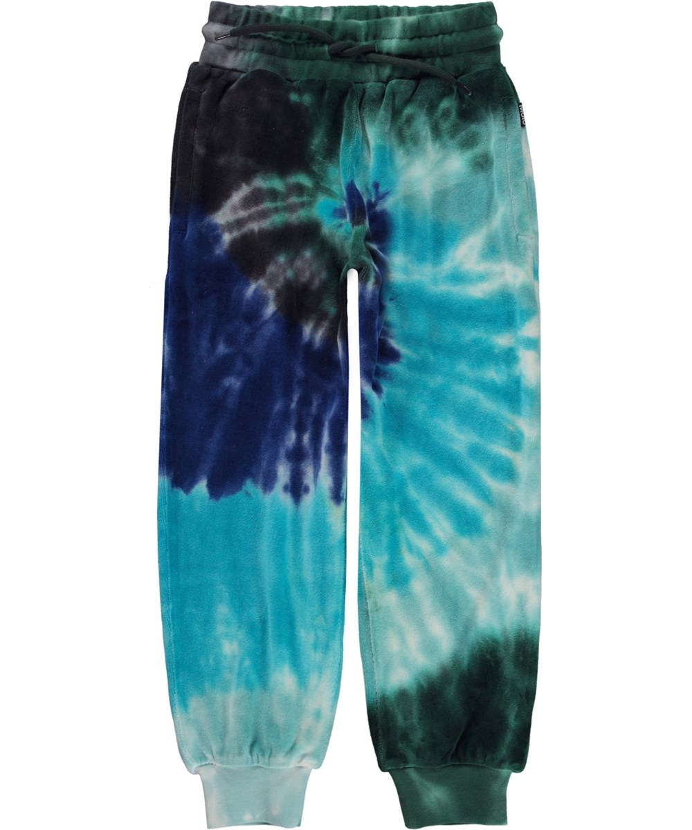 Alvar - Cool Swirl - Blå økologiske joggingbukser med tie-dye print