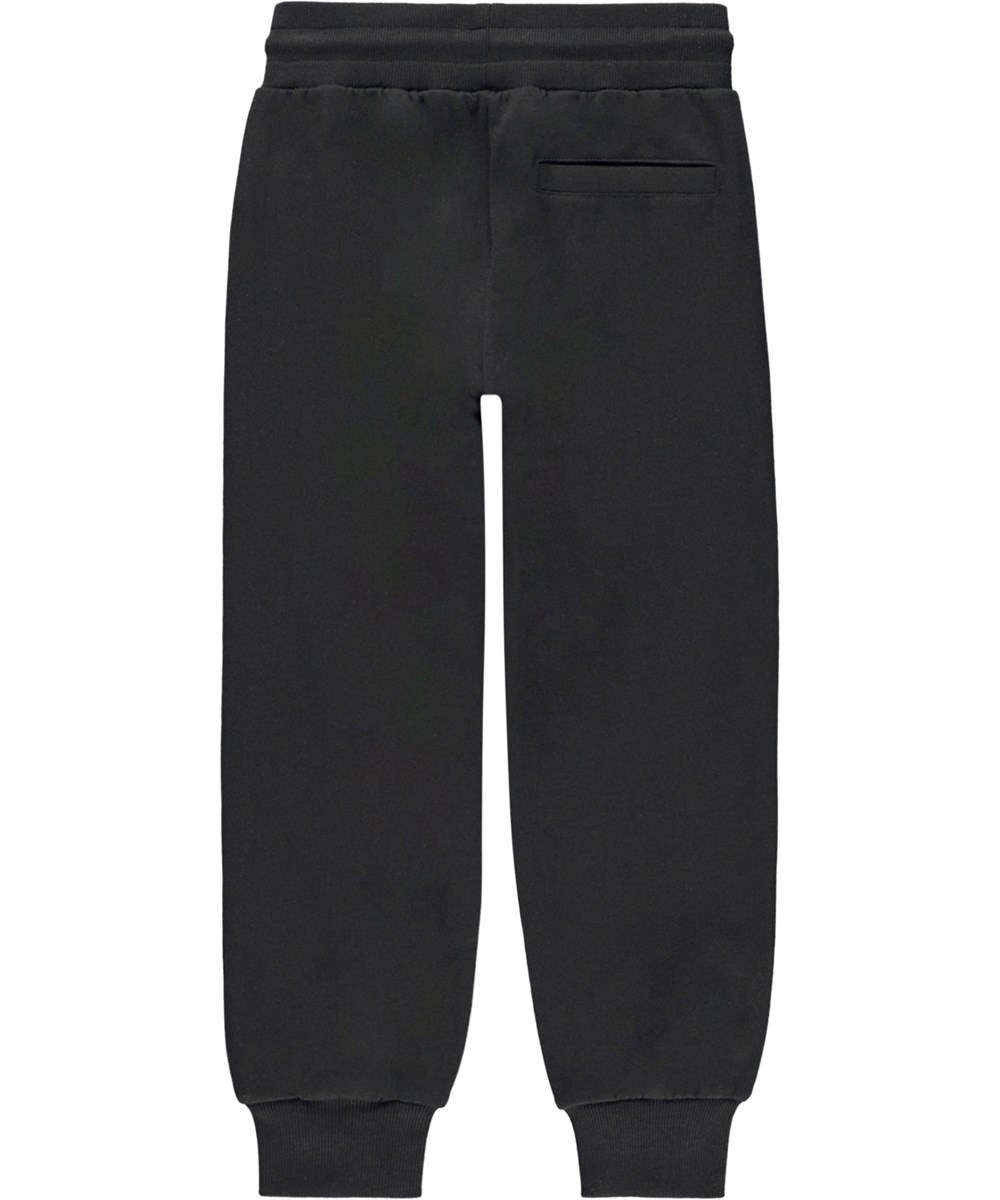 Alvar - Black - Unisex sweatpants i sort med broderi af smiley