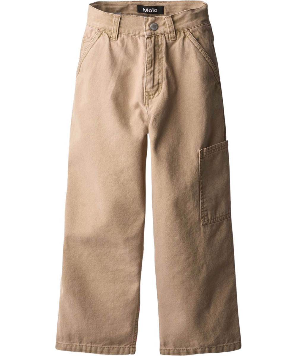 Archer - Tiger's Eye - Beige cargobukser i bomul med sidelomme til børn