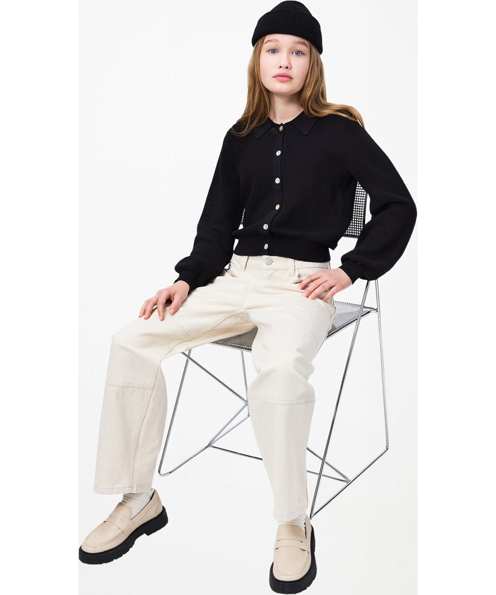 Askane - Summer Sand - Beige denimjeans i bomuld med justerbar talje til børn