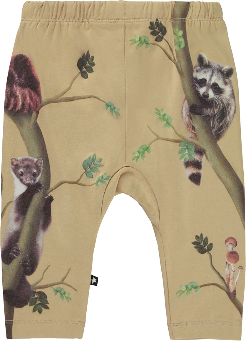 Sabb - Among Friends - Beige økologiske babybukser med dyreprint