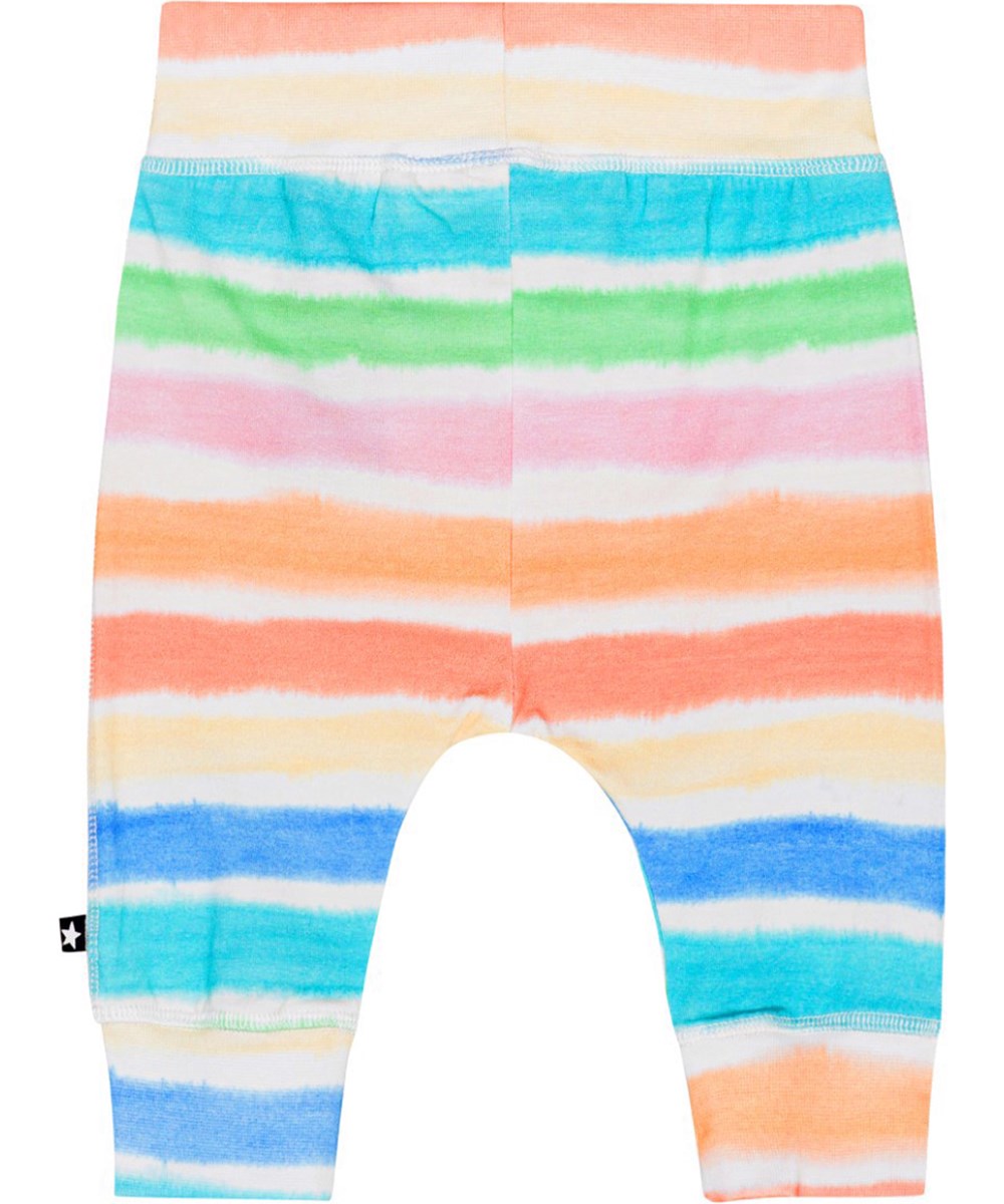Sammy - Multi Colours - Multifarvet stribet baby bukser i økologisk bomuldsjersey