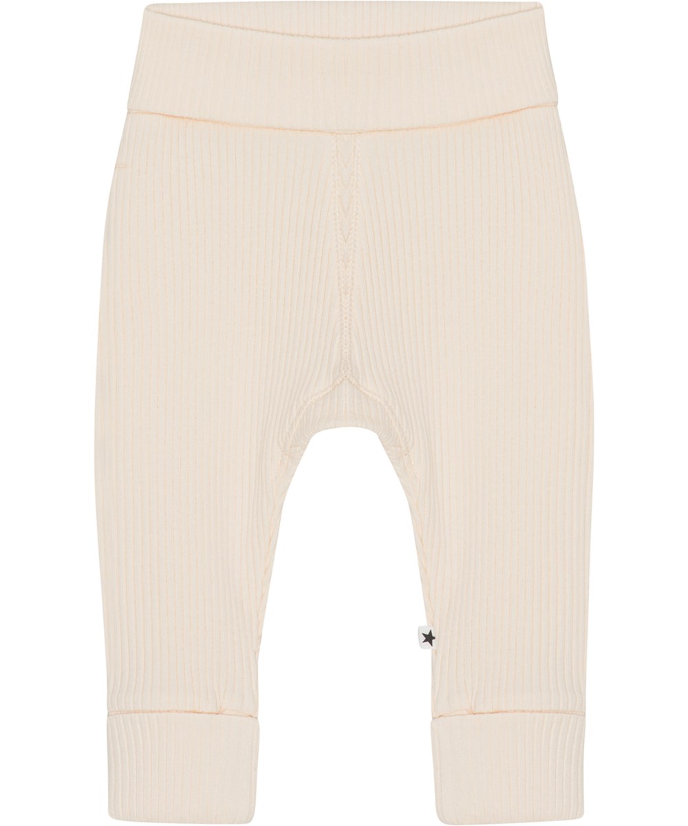 San - Pearled Ivory - Baby bukser i elastisk rib