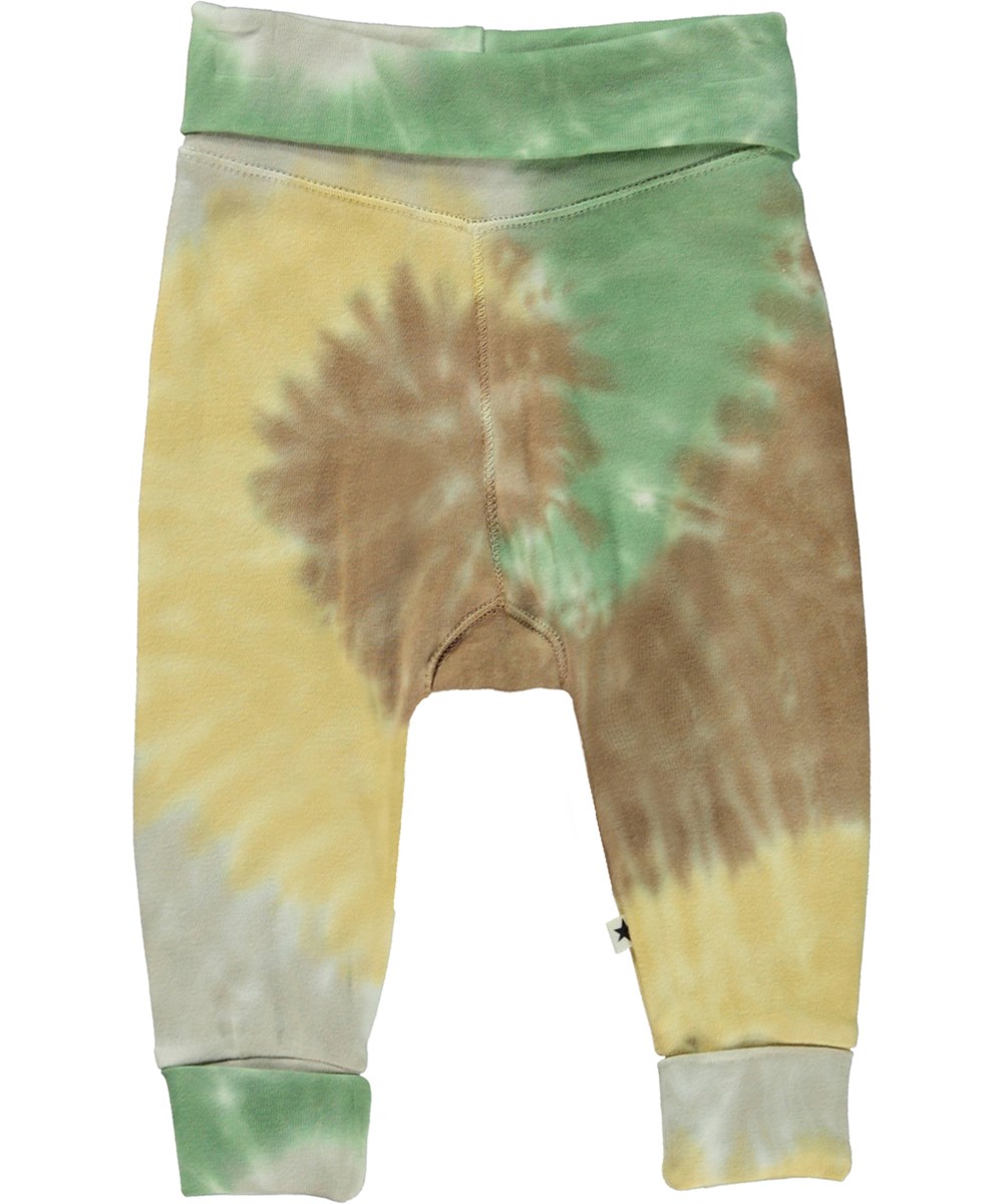 San - Swirly Tie Dye - Baby bukser med tie-dye spiral print
