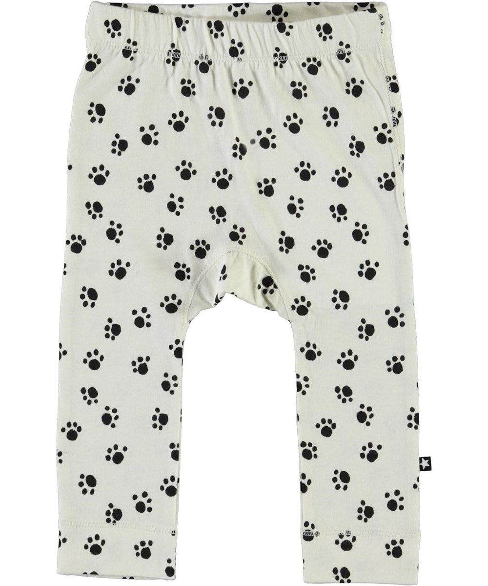 Seb - Puppy Paws - Økologiske hvide baby bukser med poter