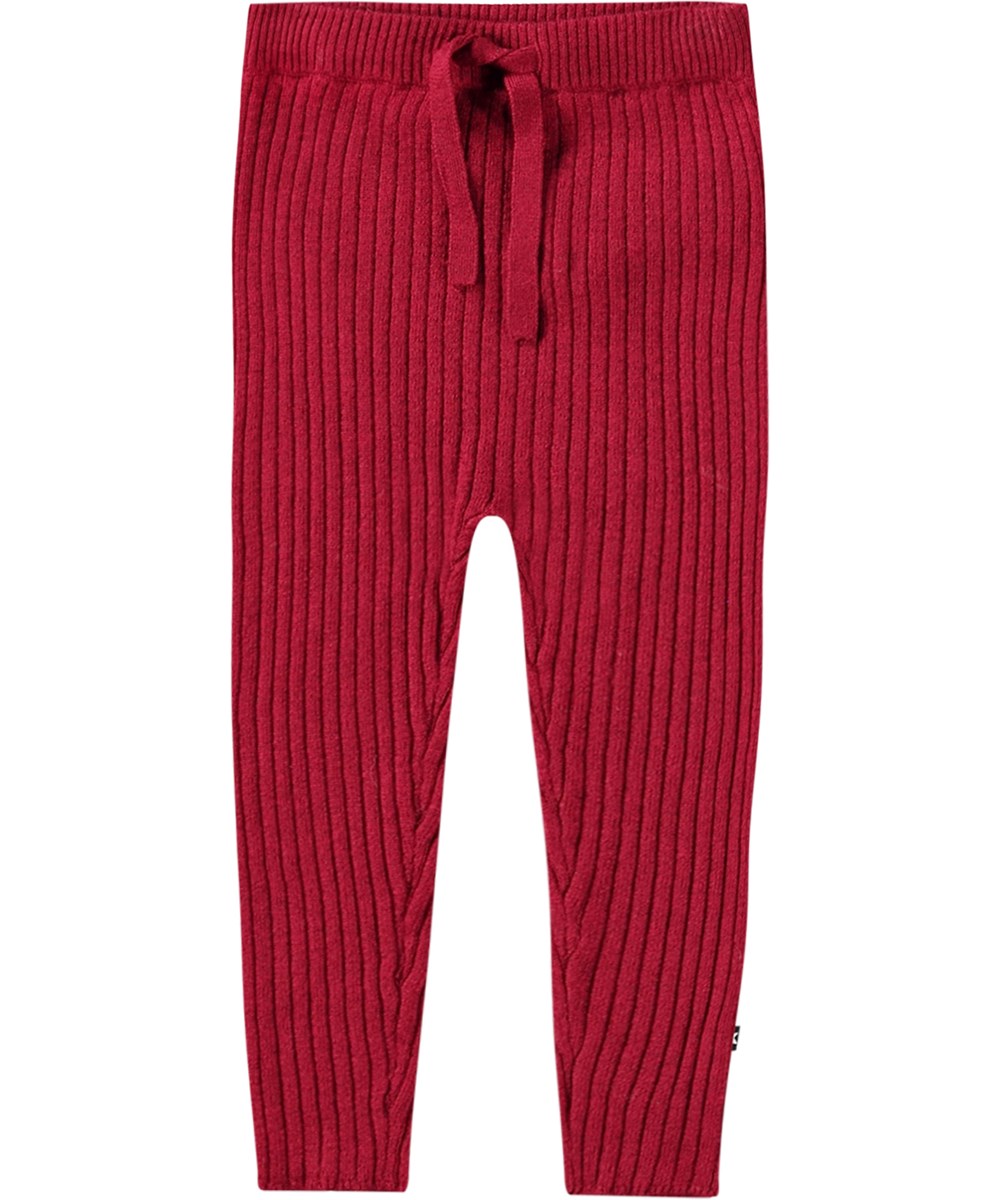 Shadow - Velvety - Røde baby ribstrikbukser i viscose og cashmere