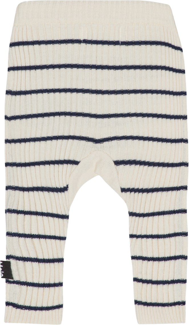 Sigmund - Cloud Stripe - Hvide babybukser med mørkeblå striber