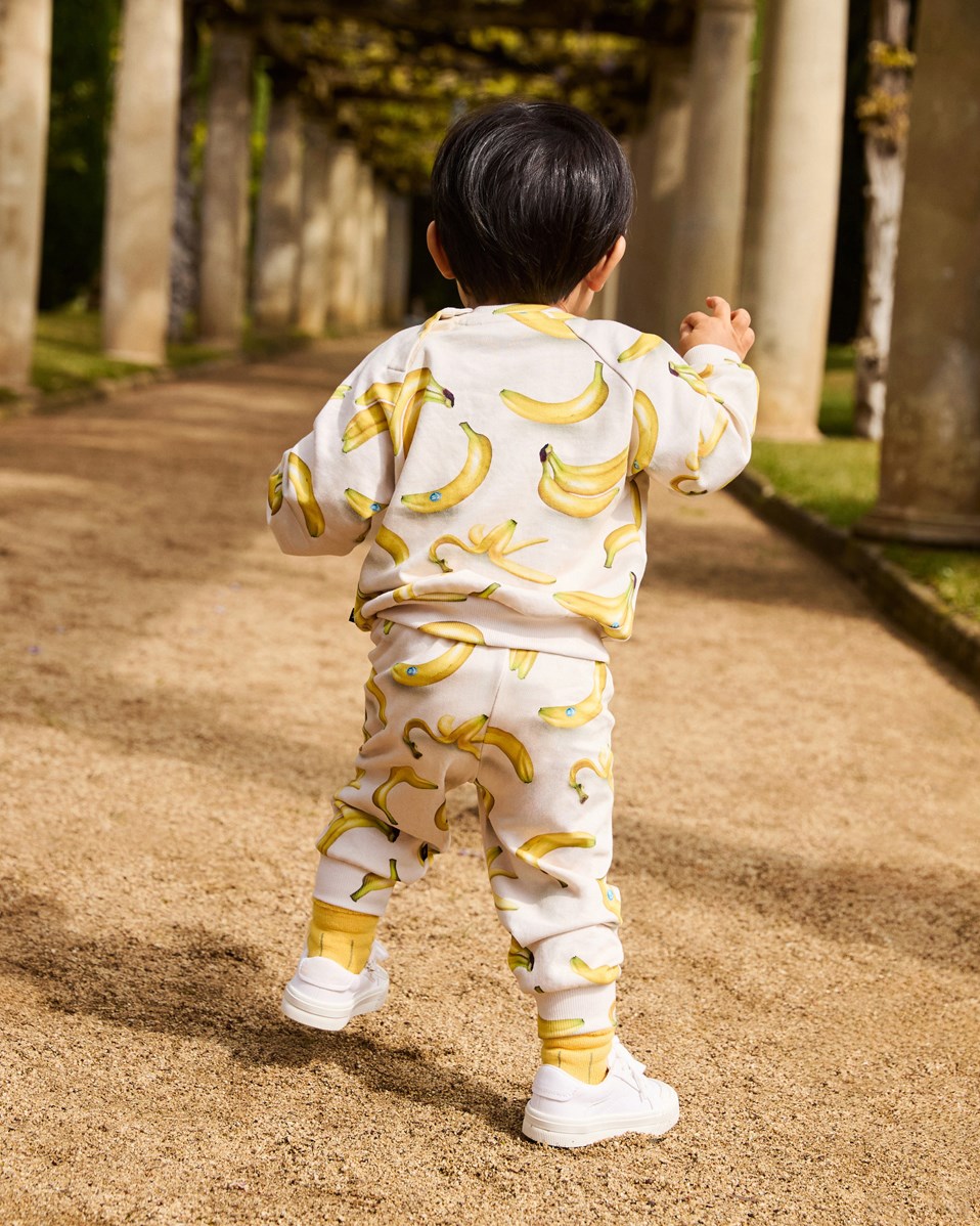Simeon - Babynanas - Bløde bukser med bananprint i økologisk bomuld til baby.