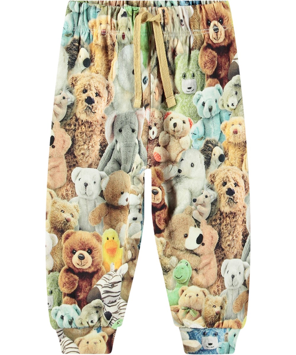 Simeon - Teddy Friends - Multifarvede økologiske babysweatpants med bamse print