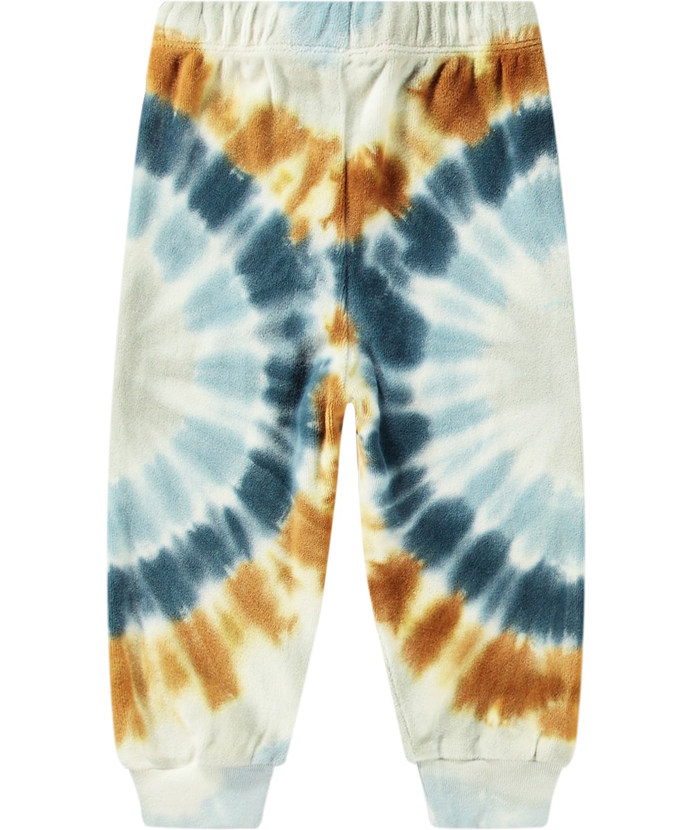 Simeon - Tie Dye Circle - Multifarvede økologiske tie-dye velour babysweatpants