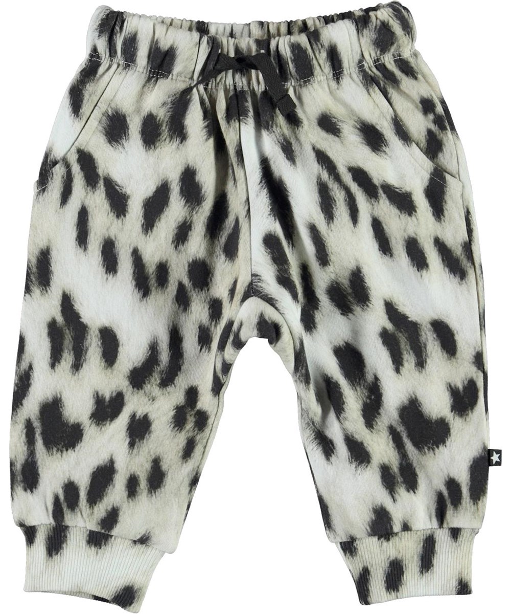 Simme - Snowy Leo Fur - Økologiske sneleopard baby bukser