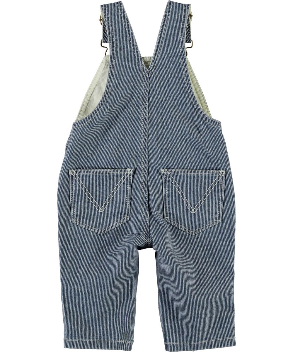 Sky - Fine Milkboy Stripe - Blå baby smækbukser med hvide striber 