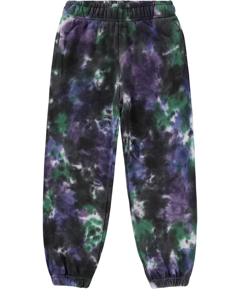 Adan - Dark Sky Dye - Bunt gefärbte Tie-Dye-Sweatpants für Kinder aus Öko-Baumwolle.