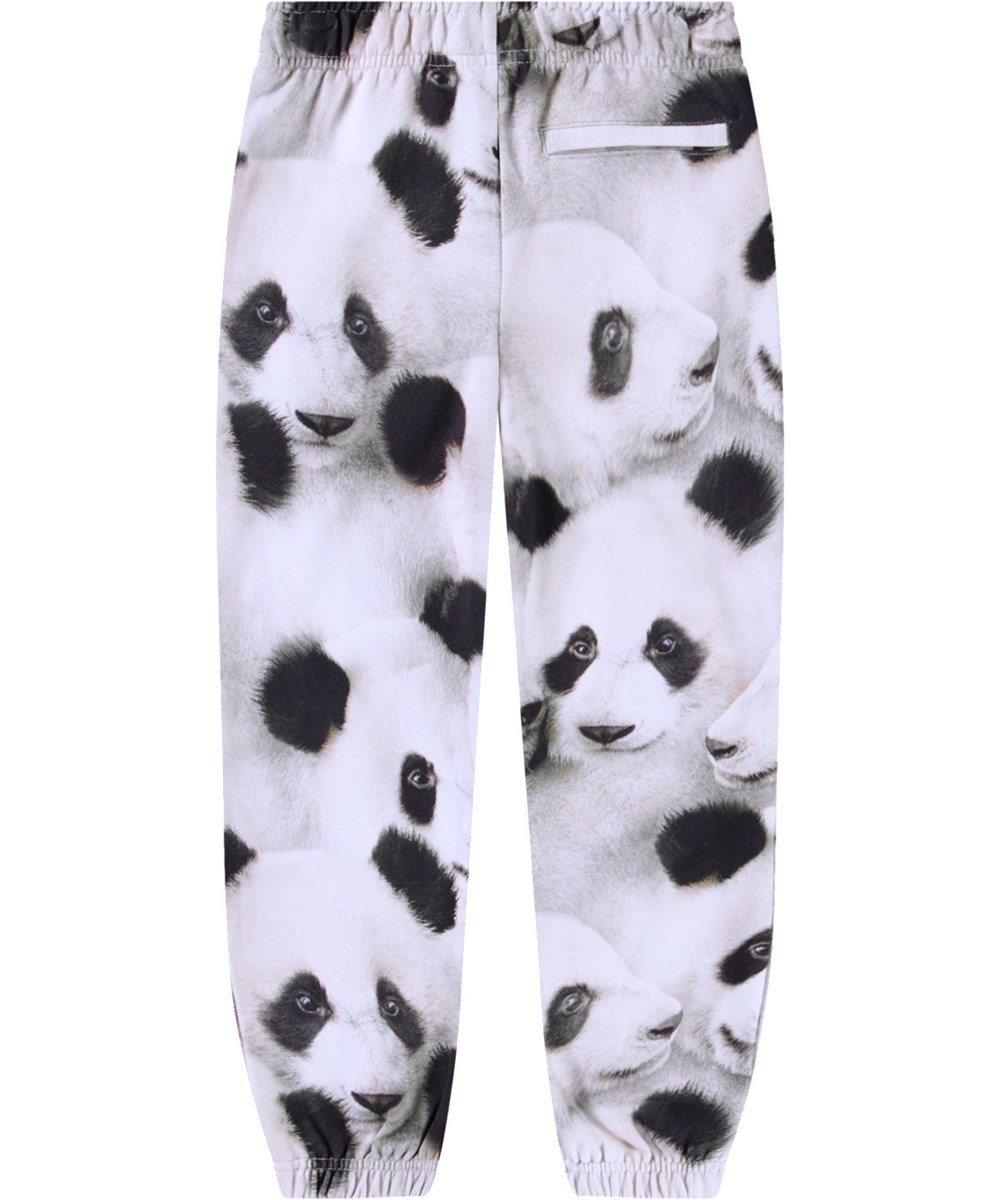 Adan - Giant Panda - Schwarze und weiße Öko-Hosen mit Pandadruck für Kinder.