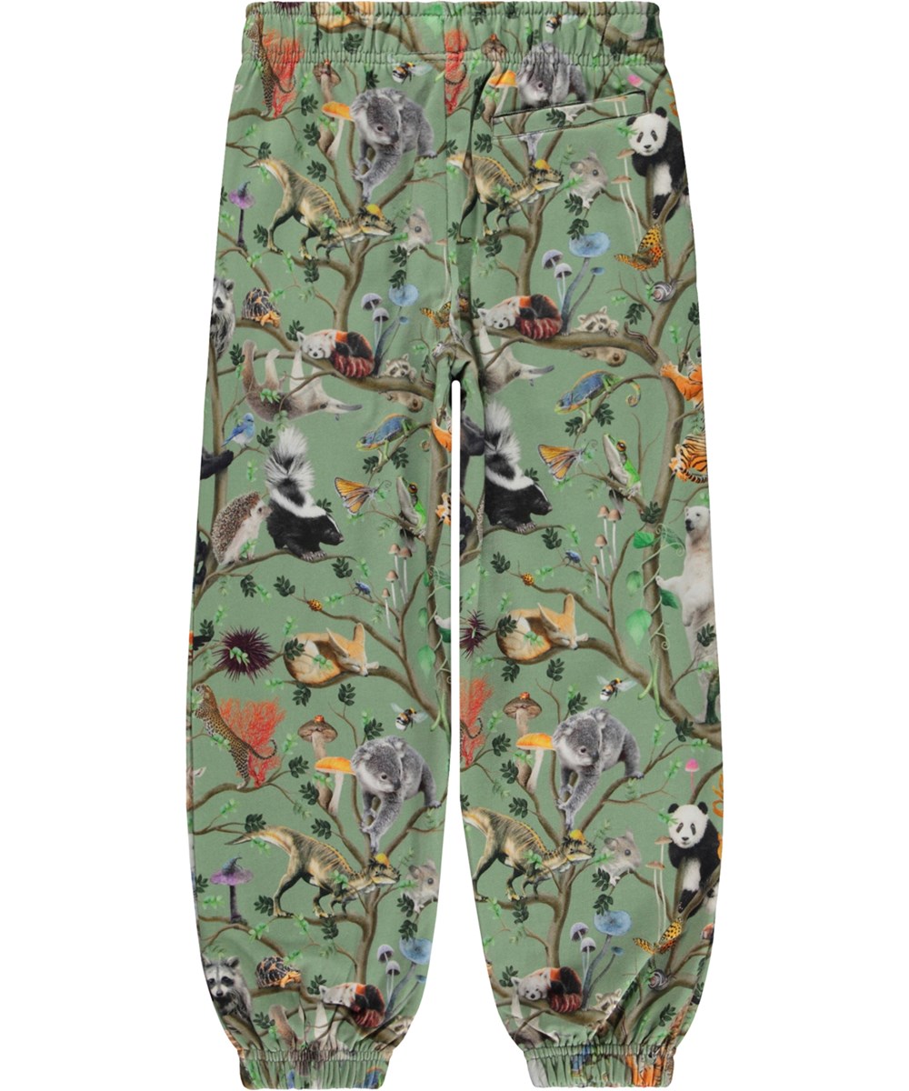 Adan - Lively Tree - Grüne Öko-Jogginghose mit Tiere-Print