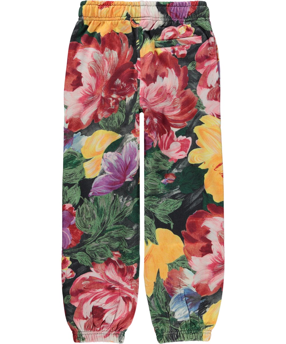 Adan - Painted Flowers - Grüne Öko-Jogginghose mit Blumenprint