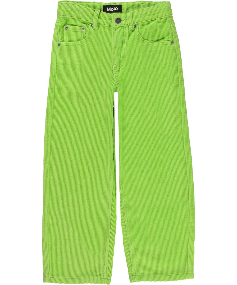Aiden - Glowing Green - Neongrüne Hose aus geripptem Samt