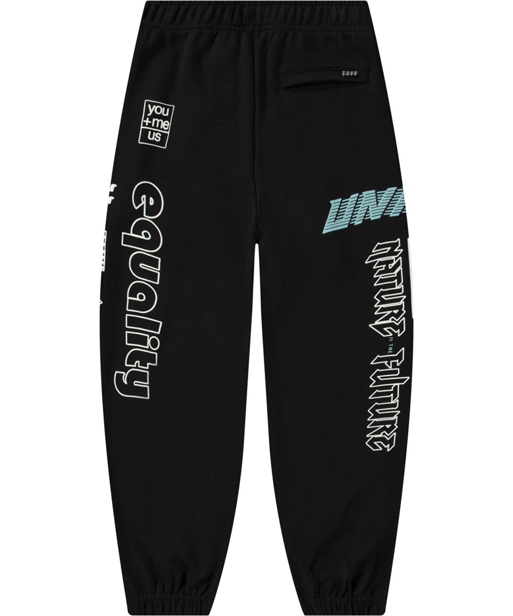 Allen - Messages! - Öko-Baumwoll-Sweatpants mit Motocross-Details.