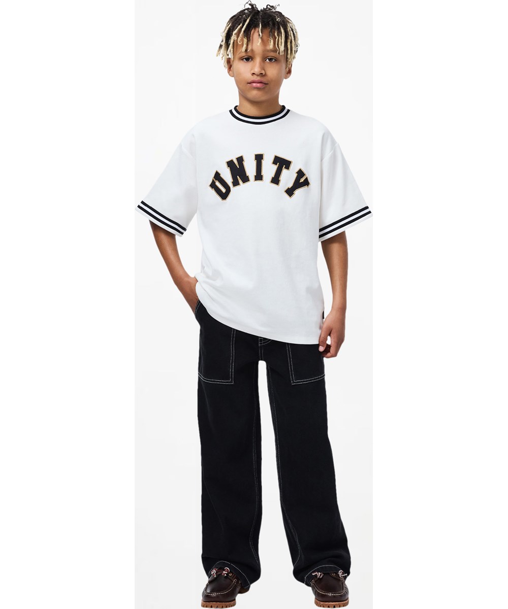 Alton - Washed Black - Schwarze Jeans für Kinder aus Bio-Baumwolldenim mit weiten Beinen