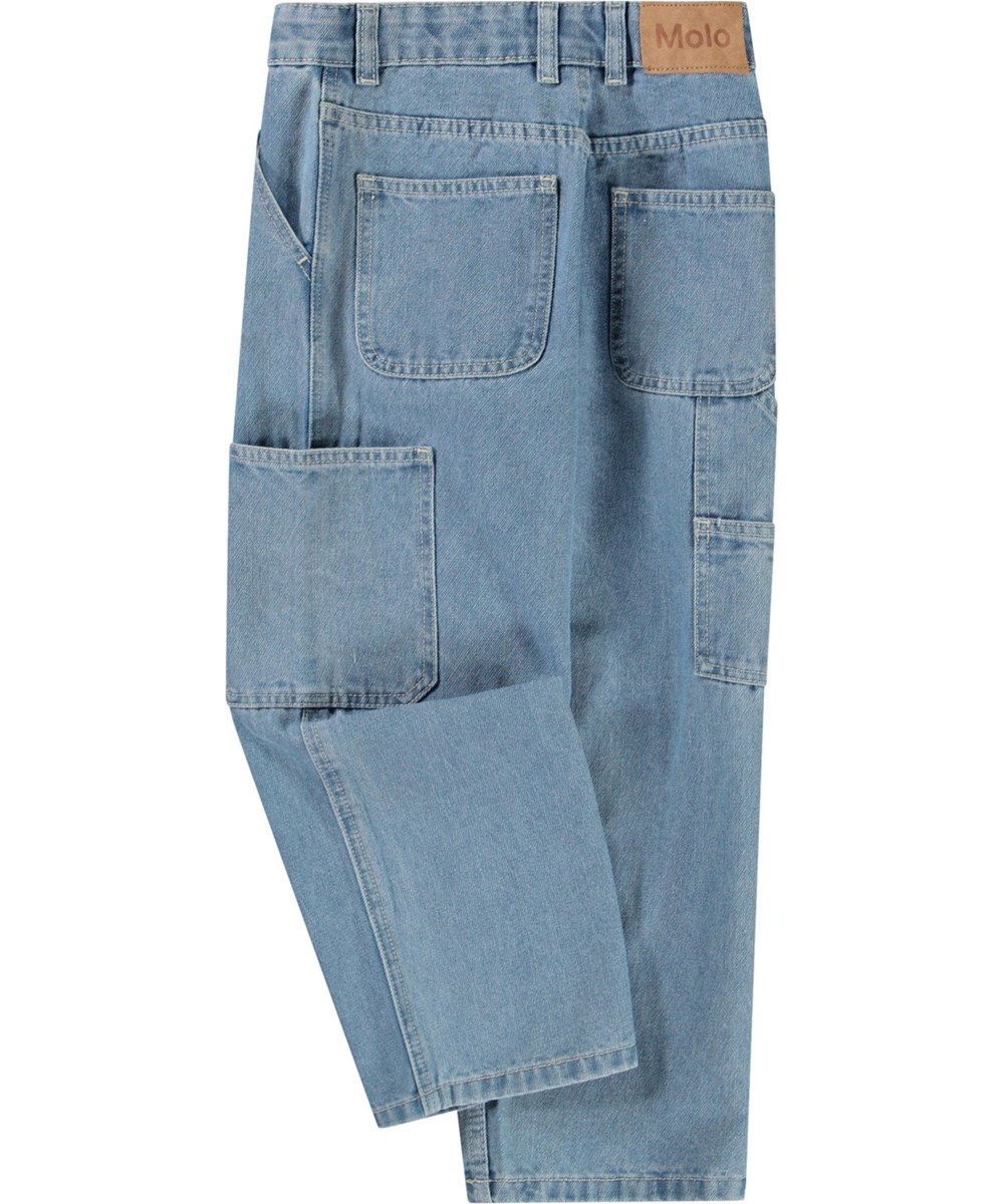 Archer - Indigo Light - Blaue Baumwolljeans mit Arbeitskleidungsdetails für Kinder.