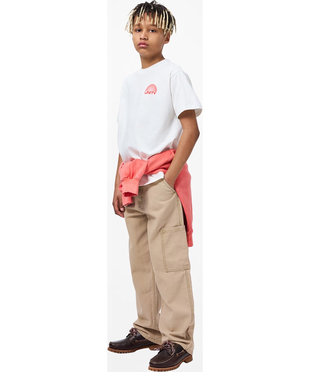 Archer - Tiger's Eye - Beige Cargo-Hosen für Kinder aus Baumwolle mit Seitentasche