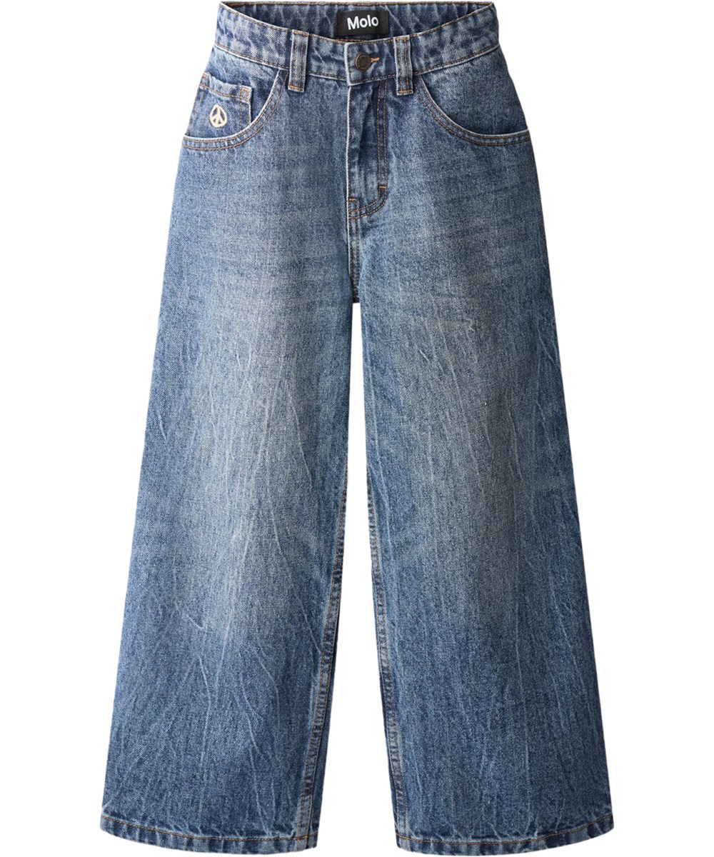 Askio - Creased Indigo - Blaue Jeans aus Denim für Kinder aus Bio-Baumwolle mit verstellbarem Bund