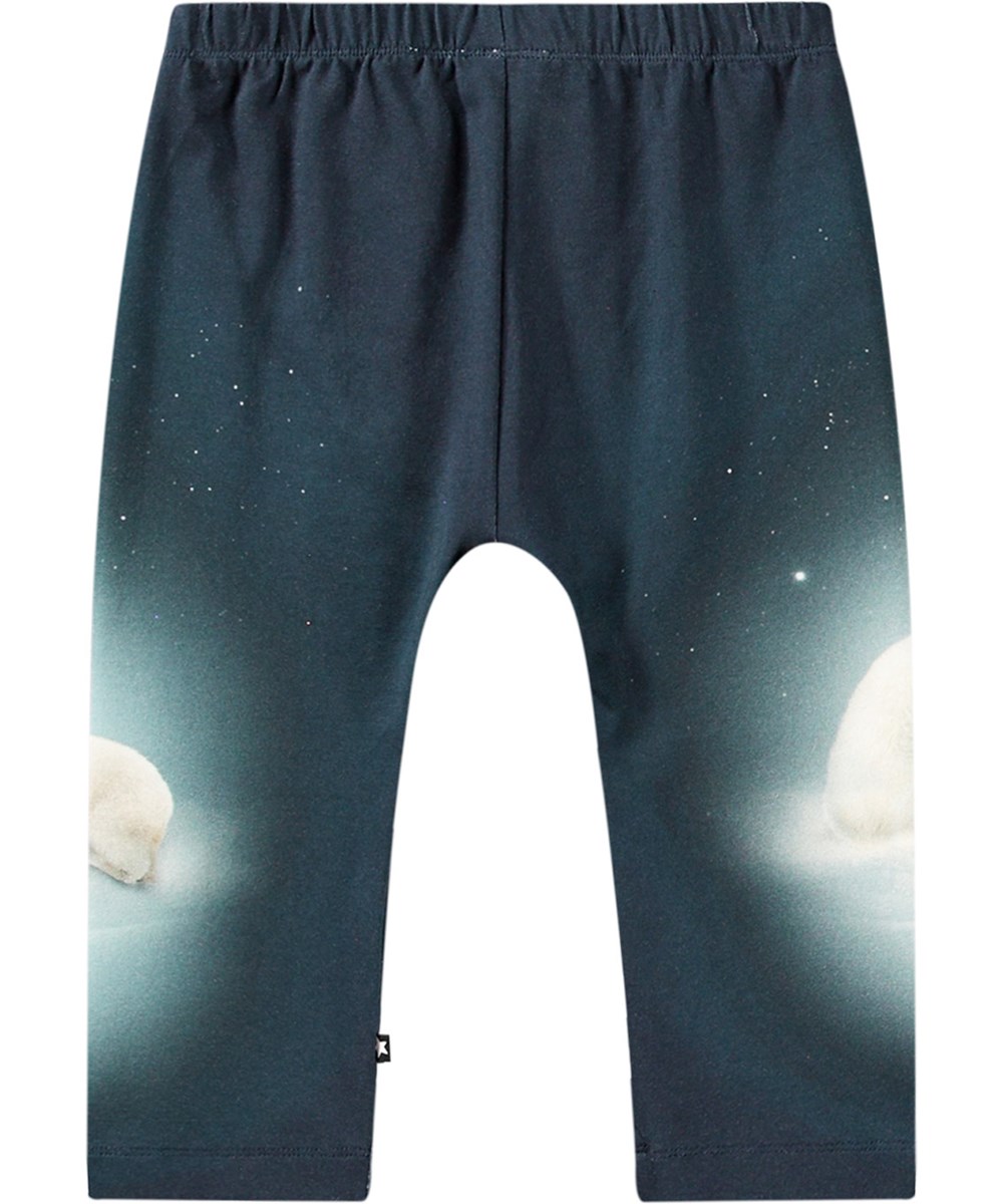 Sabb - Polar Cubs - Dunkelblaue Hose aus Öko-Baumwolle mit Polarbärendruck.
