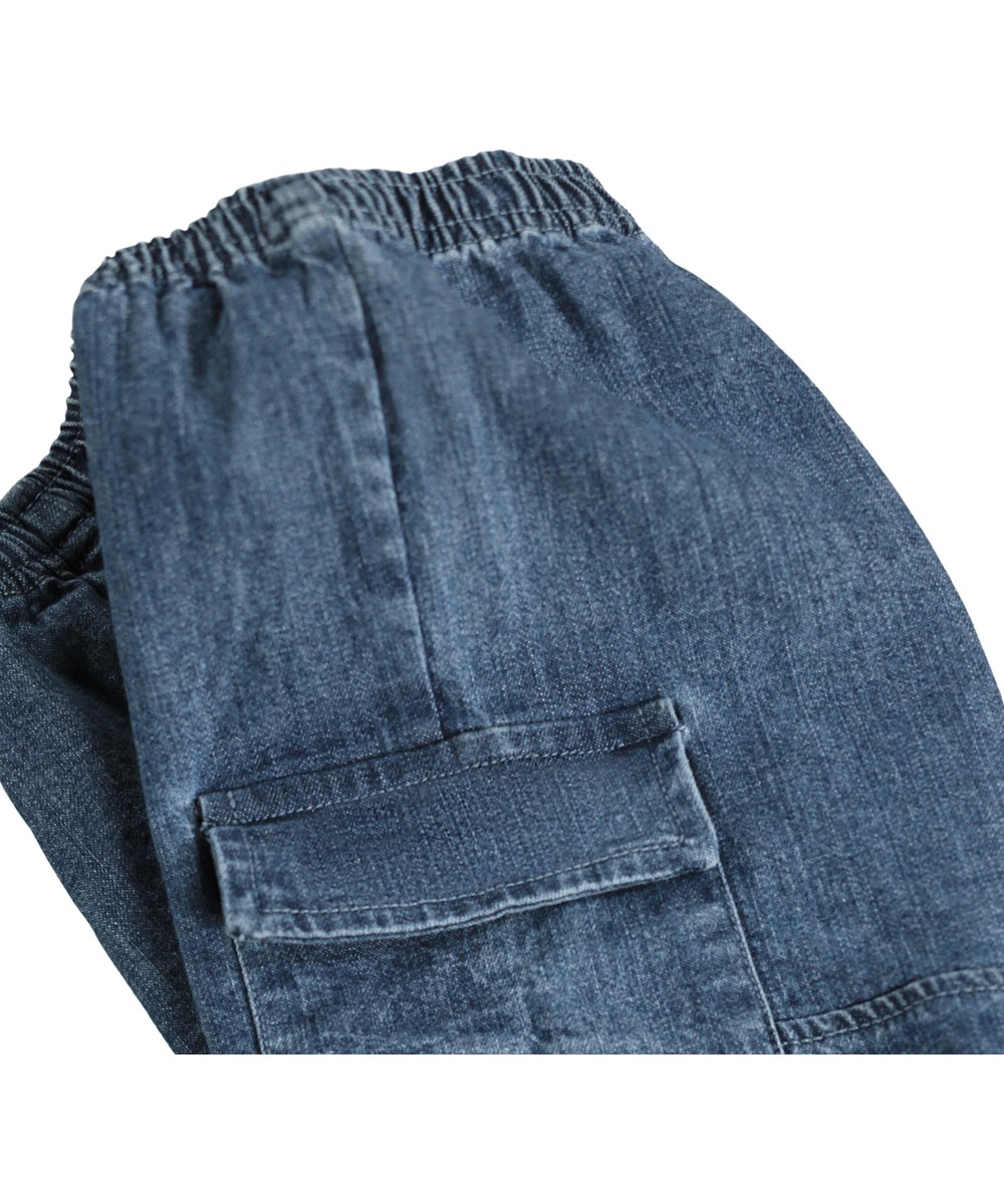 Sae - Chambrey Blue - Blaue Cargo-Hosen für die Kleinen aus Bio-Baumwoll-Chambray
