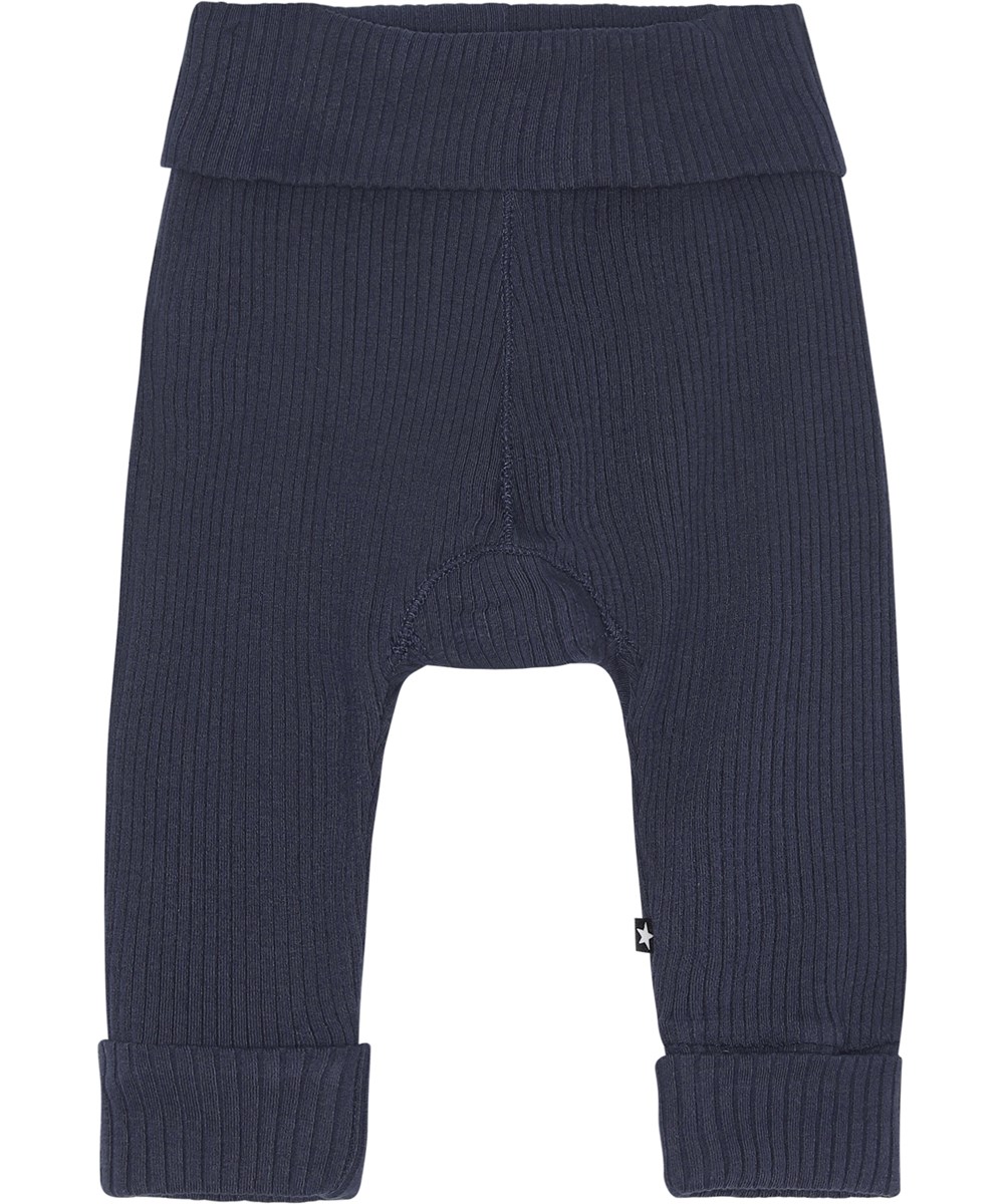 San - Galaxy Blue - Ökologische blaue Babyhose in Ripp