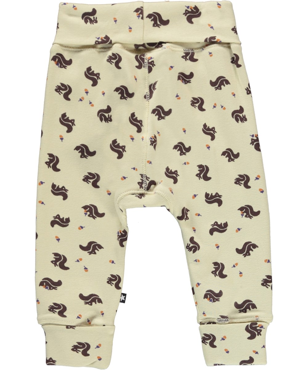 San - Mini Squirrel - Hellgelbe Öko-Babyhose mit Eichhörnchen