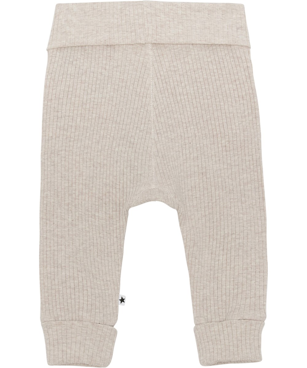 San - Oatmeal Melange - Hellgraue Öko-Babyhose in Ripp