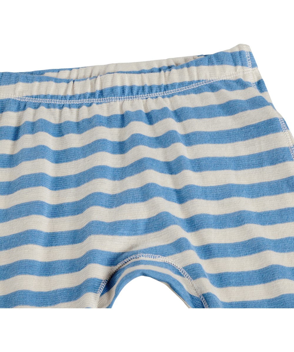 Seb - Blue Sand Stripe - Blaue gestreifte Leggings für die Kleinen aus Bio-Baumwolle