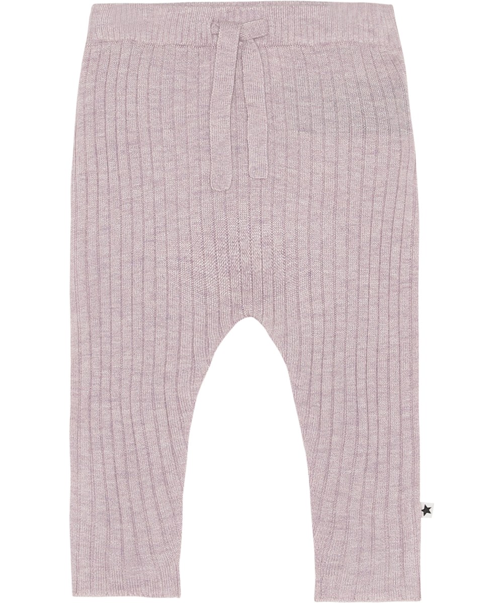 Shadow - Frozen Lilac - Gestrickte Babyhose in helllilla Rippqualität