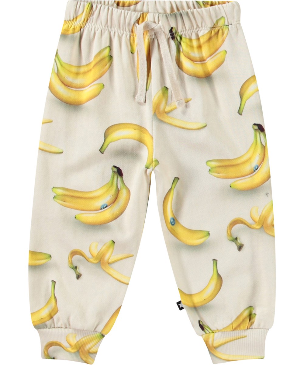 Simeon - Babynanas - Weiche Hose mit Bananenmuster aus Öko-Baumwolle für Babys.