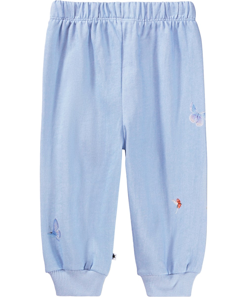 Simeon - Little Bows - Weiche, blaue Jogginghosen für die Kleinen aus Bio-Baumwolle mit Blumenmuster