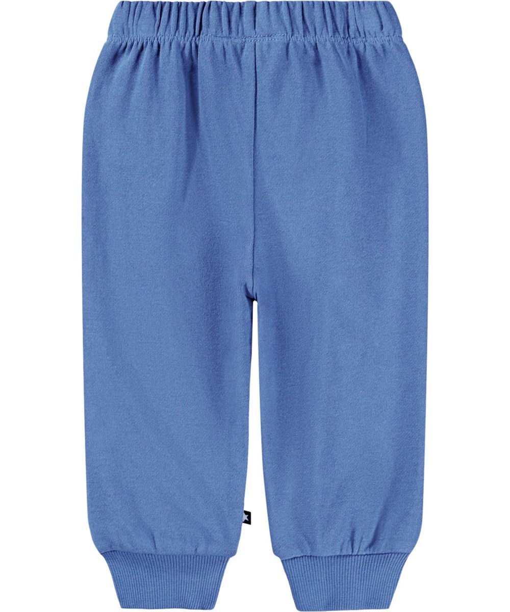 Simeon - Shallow Sea - Weiche blaue Hosen für die Kleinen aus Öko-Baumwolle mit Eichhörnchen-Print.