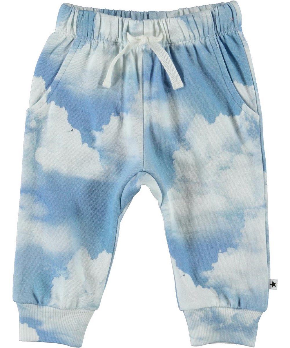 Simme - Clouds - Öko blaue Babyhose mit Wolken