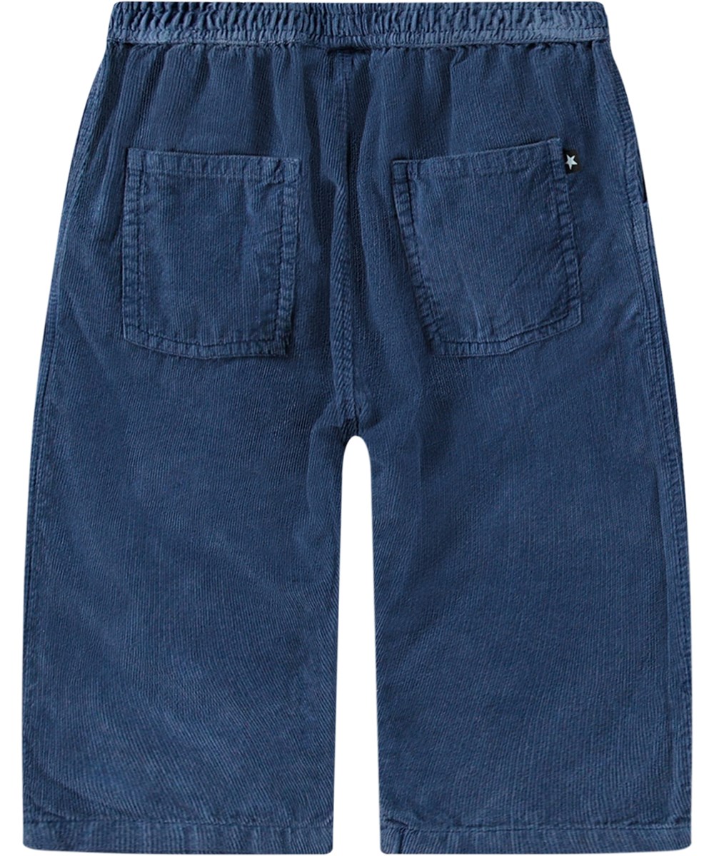 Sois - Calm Fjord - Weiche blaue Öko-Baumwoll-Rippcordhose für Babys.