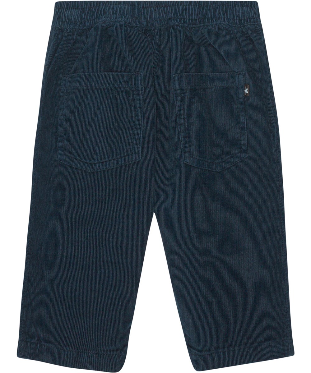 Sois - Navy Sky - Dunkelblaue Öko-Babyhose aus geripptem Samt