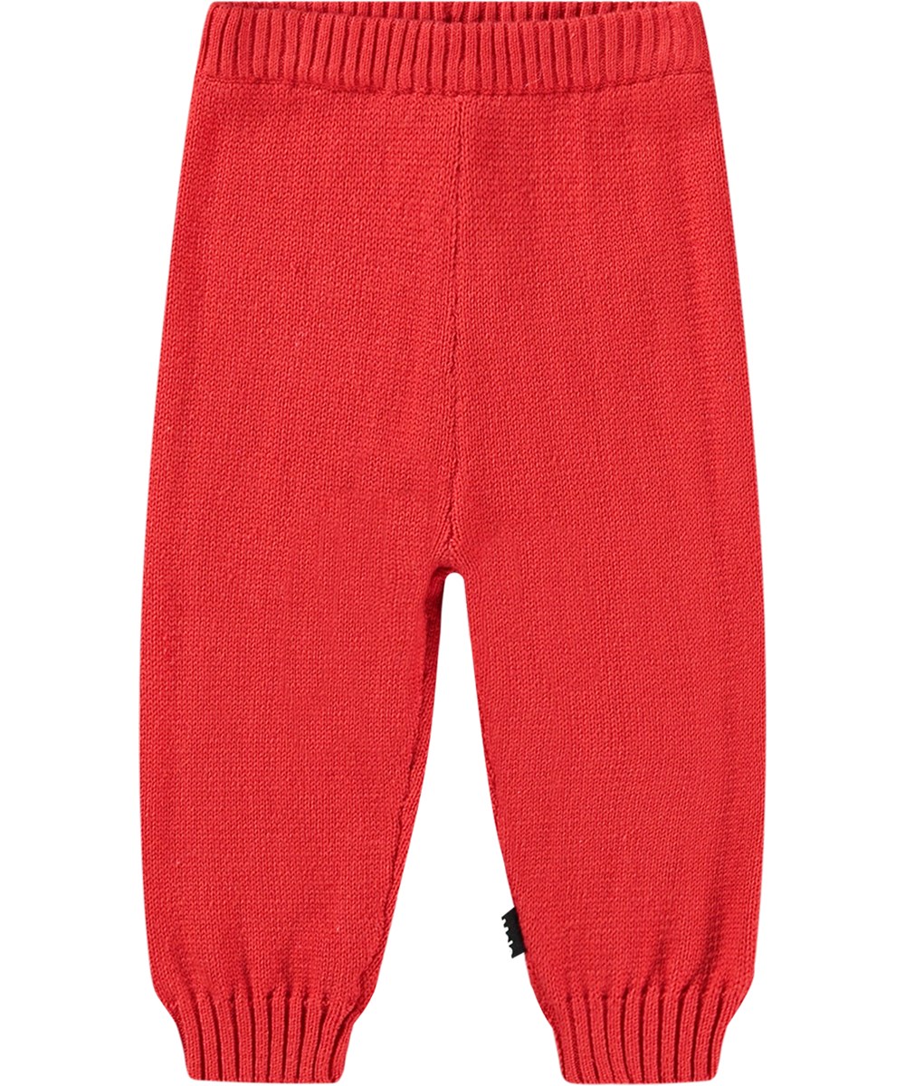 Sol - Adrenaline Rush - Rote gestrickte Hosen mit geripptem Bund und Bündchen für Kinder.