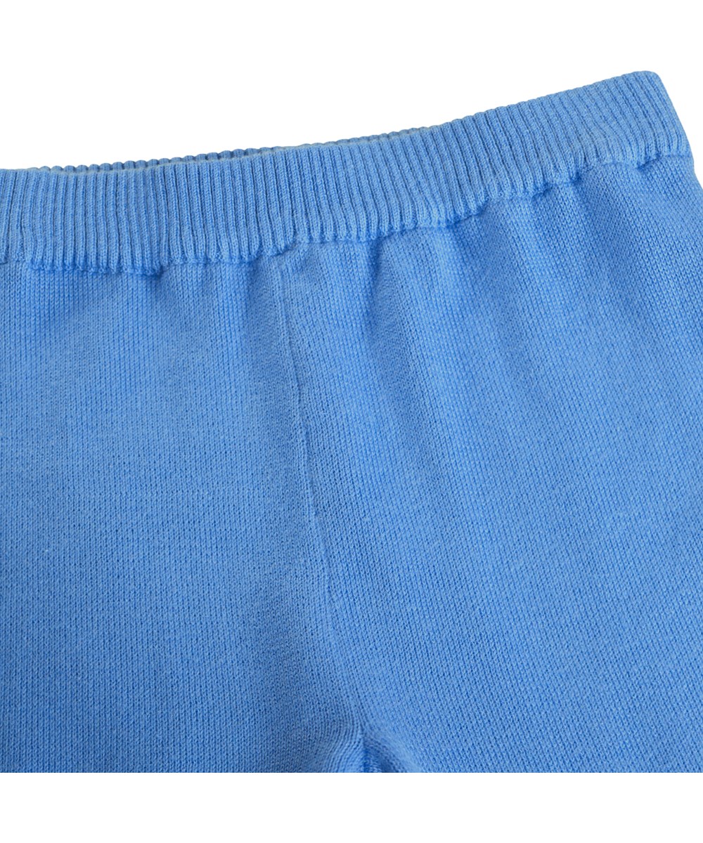 Sol - Blue Tide - Blaue Strickhosen für die Kleinen aus Bio-Baumwolle mit lustigen Figuren