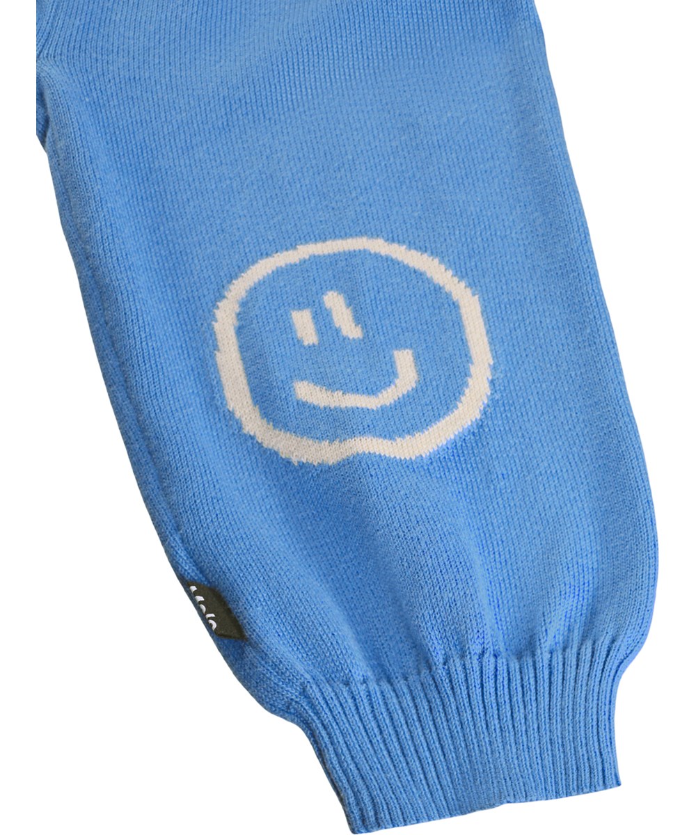 Sol - Blue Tide - Blaue Strickhosen für die Kleinen aus Bio-Baumwolle mit lustigen Figuren