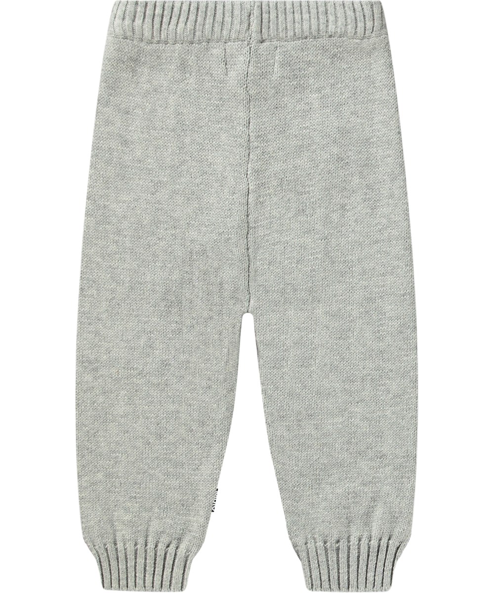 Sol - Marled Grey - Graue gestrickte Baumwoll-/Wollhosen für die Kleinen mit geripptem Bund und Bündchen.
