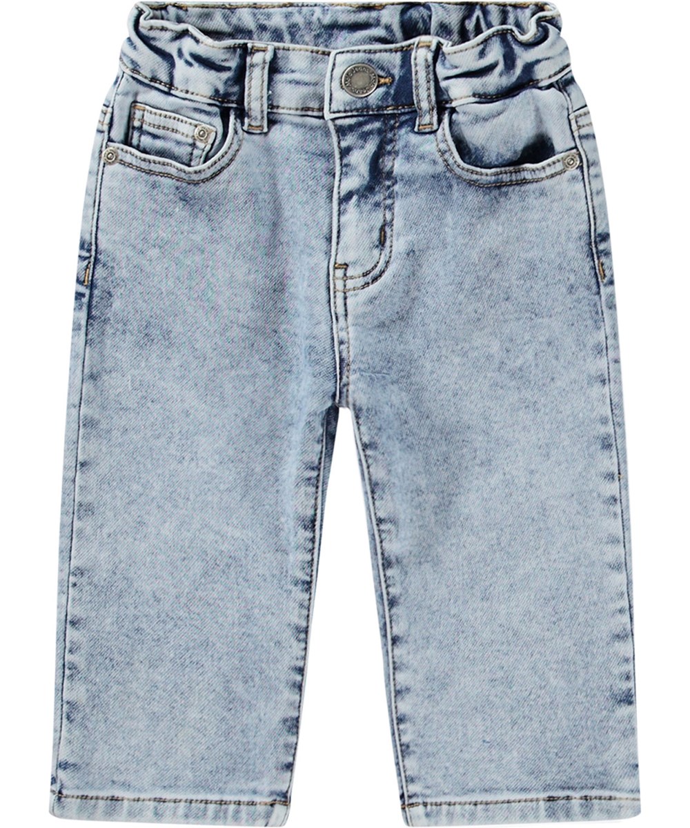 Solo - Blast Blue - Hellblaue Stretch-Jeans für Kinder mit elastischem Bund und Taschen.