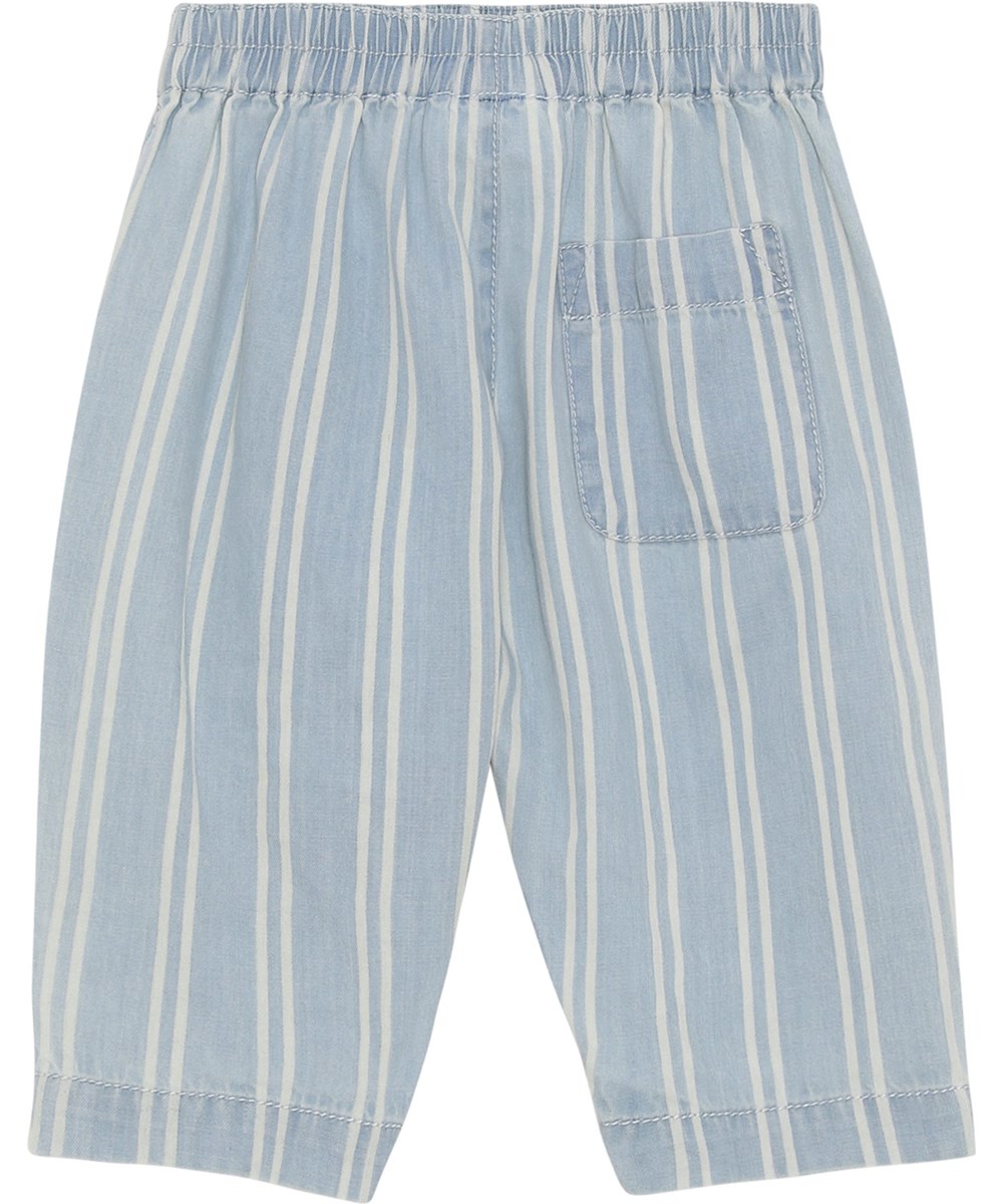 Soy - Striped Chambrey - Hellblau gestreifte Öko-Hose